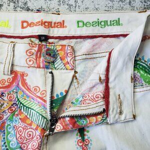 Bright + Lovely Desigual Spain Psychadelic Floral Pants Trousers Jeans!